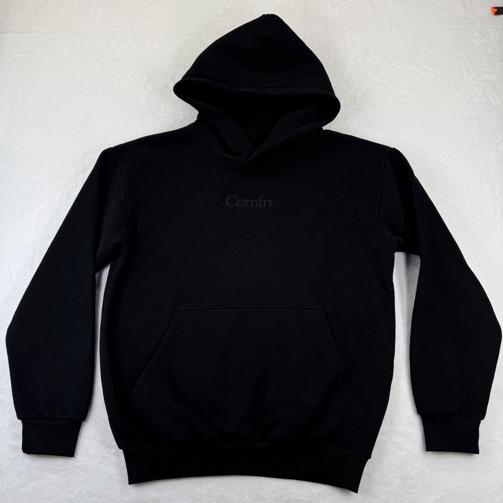 Comfrt Good Days Ahead Black Embroidered Logo Pullover Hoodie Womens XS RN170537